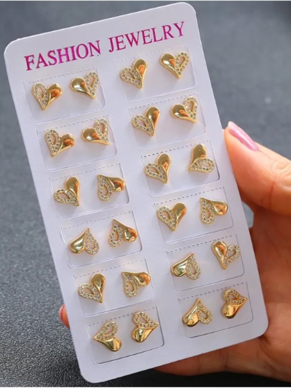 Trendy Heart Shape Crystal Stud Earrings